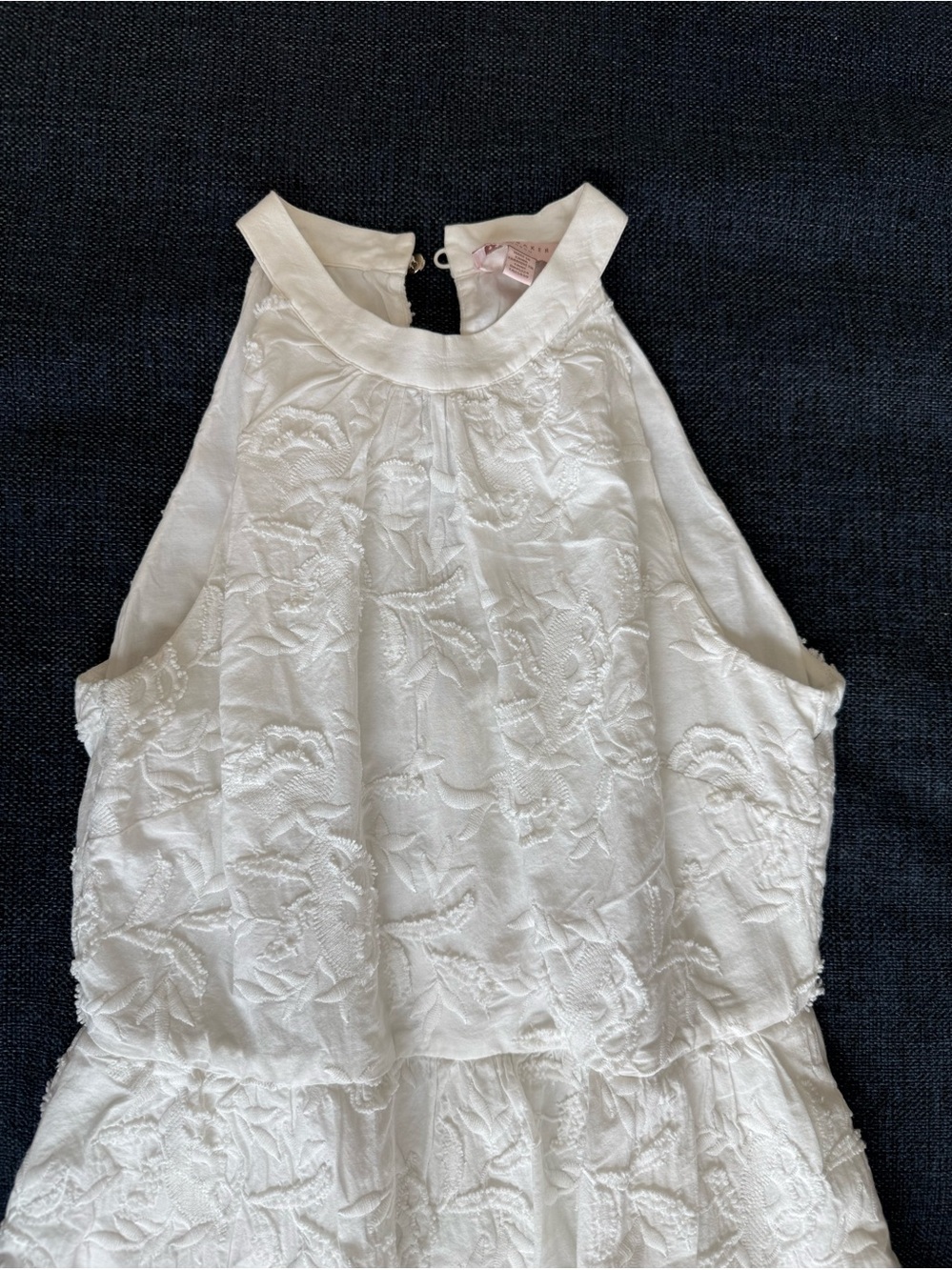 Ted Baker White Embroidered Halter Dress
